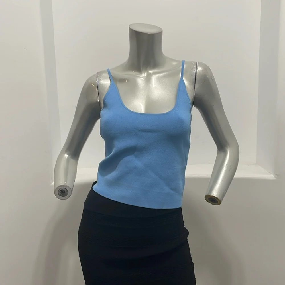 A.L.C. Ava Blue Crop Knit Tank Top - Picture 13 of 14